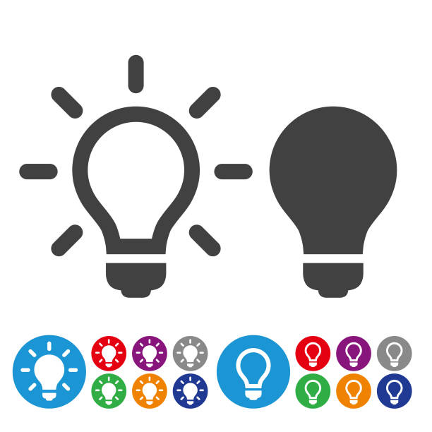 иконки идеи и воодушевленности - графическая серия иконы - solution innovation light bulb ideas stock illustrations