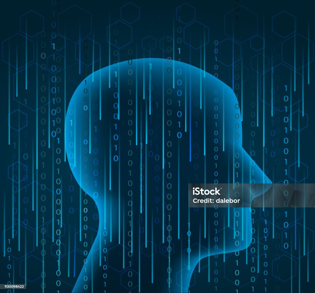 Human Code Head Human Head And Binary Code Stock Illustration - Download Image Now ...