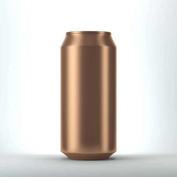 istock Blank copper aluminum tin can mockup for beer and other drink with black label 930103174