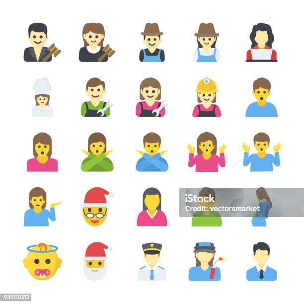 People Flat Icons Set Stock Illustration - Download Image Now - Adult, Boys, Business