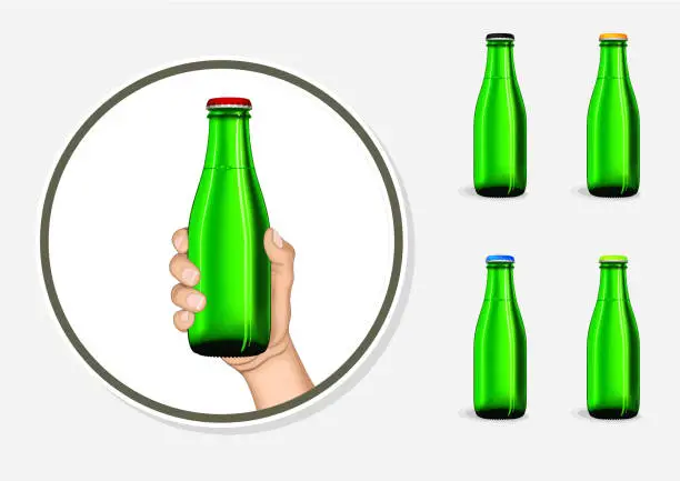 Vector illustration of Holding Glass Bottle