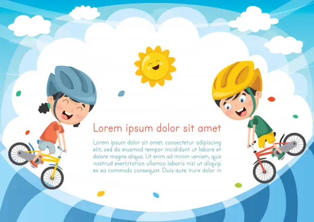 Vector illustration of Vector Illustration Of Kid Cycling