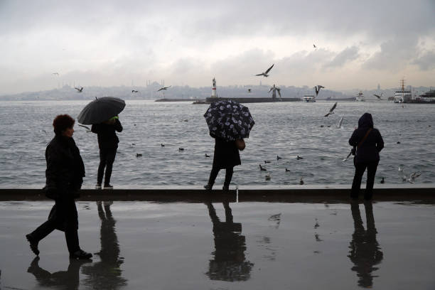 Rainy day at The Istanbul Kadikoy stock photo