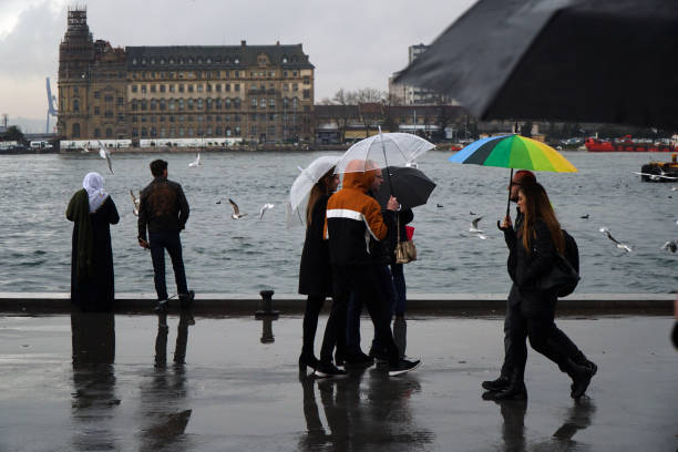 Rainy day at The Istanbul Kadikoy stock photo
