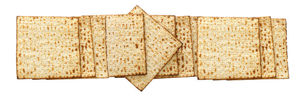 sfondo pasqua con matzoh isolato su bianco. - passover seder judaism afikoman foto e immagini stock