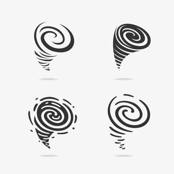 kasırga rüzgar sembollerin set - hurricane stock illustrations