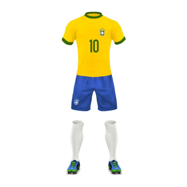 Vector illustration of Vector realistic soccer uniform of a brazil team
