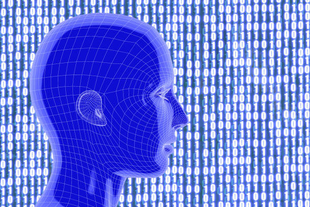 istock Abstract Ai human's head wireframe with digital 0 and 1 background 930155862