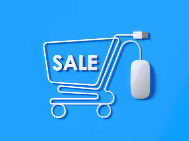 istock White Mouse Cable Forming A Shopping Cart Symbol On Blue Background 930156194
