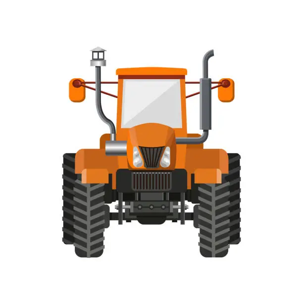 Vector illustration of Orange farm tractor