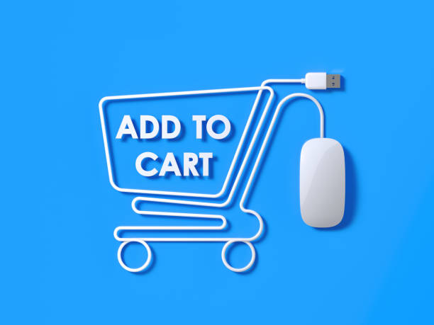 istock White Mouse Cable Forming A Shopping Cart Symbol On Blue Background 930157606