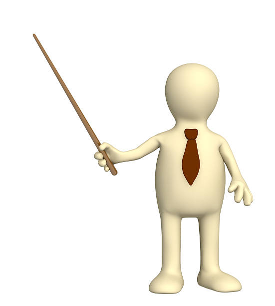 istock 3d puppet - businessman in a tie with pick 93016963