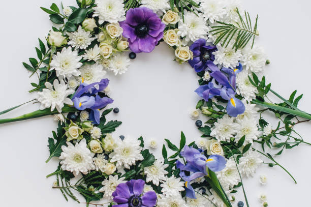 istock Spring frame of flowers and fruit. Wreath. 930182088