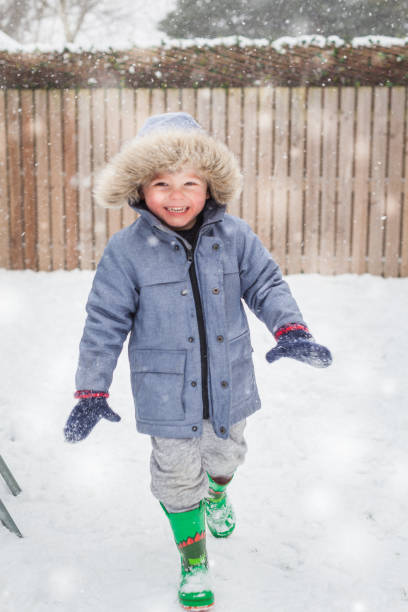 istock Young boys playing in the snow in the back garden 930183276