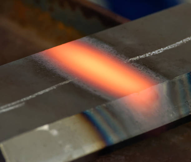 istock Piece of steel heated red 930209380