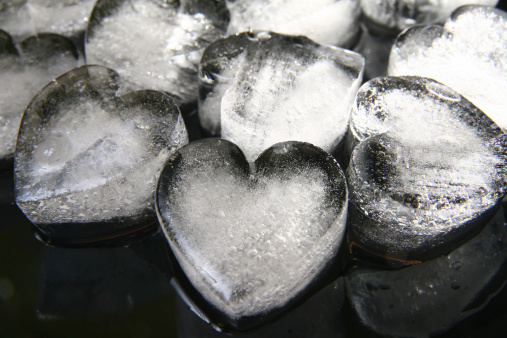 Ice in heart shapes