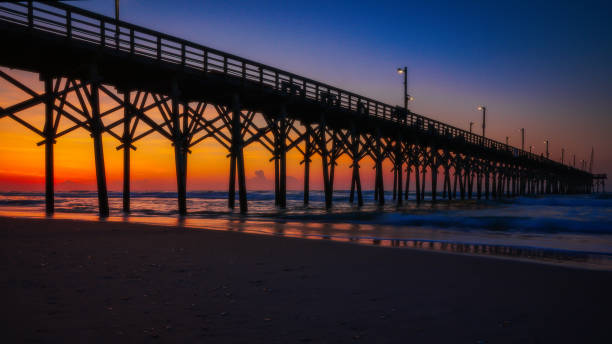 istock Ocean Pier Silhouetted During Clear Sunrise or Sunset 930213086