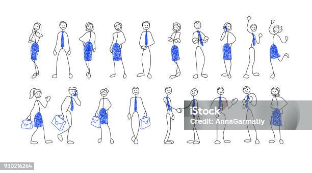 Stick People Figures Set Stock Illustration - Download Image Now - Stick Figure, Drawing - Art Product, The Human Body