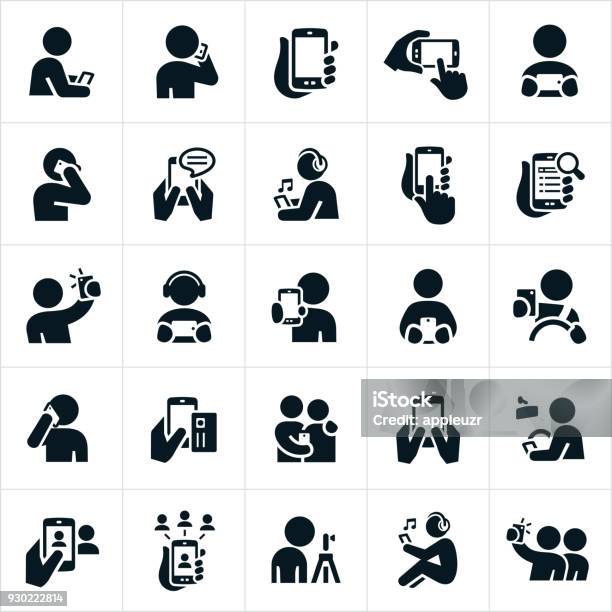 People Using Smartphones Icons Stock Illustration - Download Image Now - Icon, Telephone, Mobile Phone