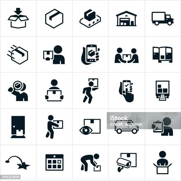 Package Delivery Icons Stock Illustration - Download Image Now - Icon Symbol, Delivering, Warehouse