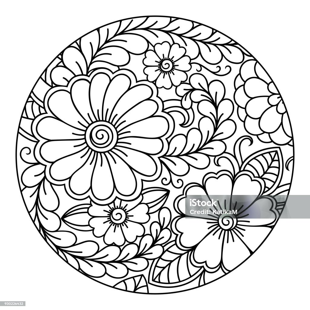 Outline round floral pattern for coloring the book page. Antistress coloring for adults and children. Doodle pattern in black and white. Hand draw vector illustration. Outline round floral pattern for coloring the book page. Antistress coloring for adults and children. Doodle pattern in black and white. Hand draw vector illustration.Outline round floral pattern for coloring the book page. Antistress coloring for adults and children. Doodle pattern in black and white. Hand draw vector illustration. Abstract stock vector