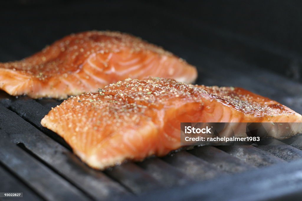 salmon  Barbecue Grill Stock Photo