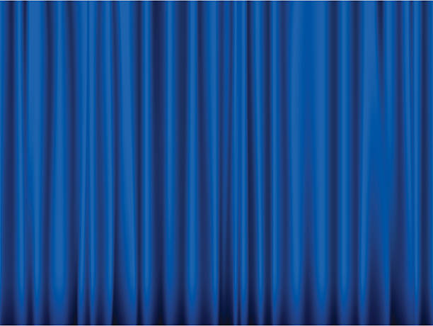 Blue curtain vector art illustration