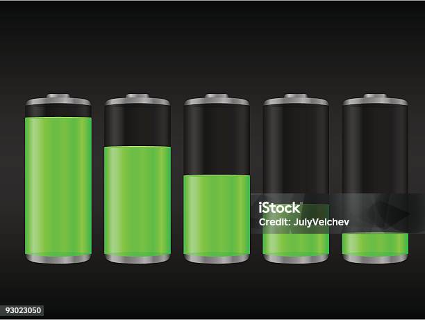 Verde Della Batteria - Immagini vettoriali stock e altre immagini di Batteria - Fornitura di energia - Batteria - Fornitura di energia, Cilindro, Colore nero