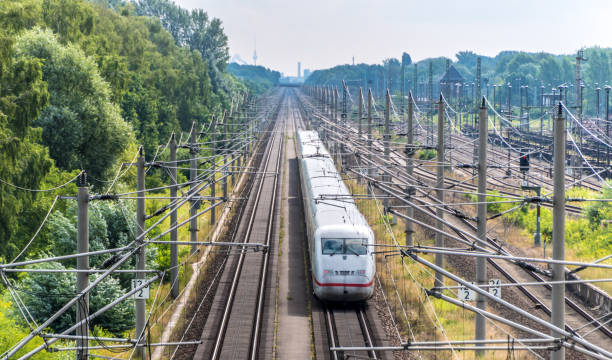 istock High Angle View Of Train On Railroad Track 930256354
