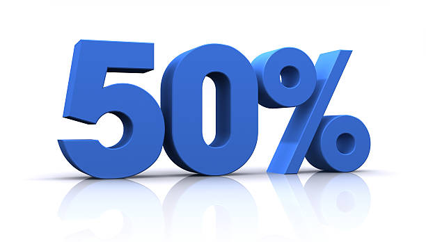 percentage, 50% stock photo