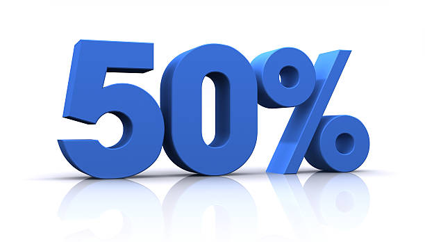 percentagem, 50% - 50 percent imagens e fotografias de stock