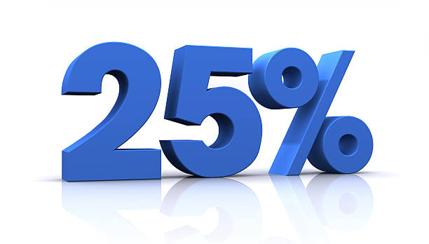 percentage, 25% stock photo