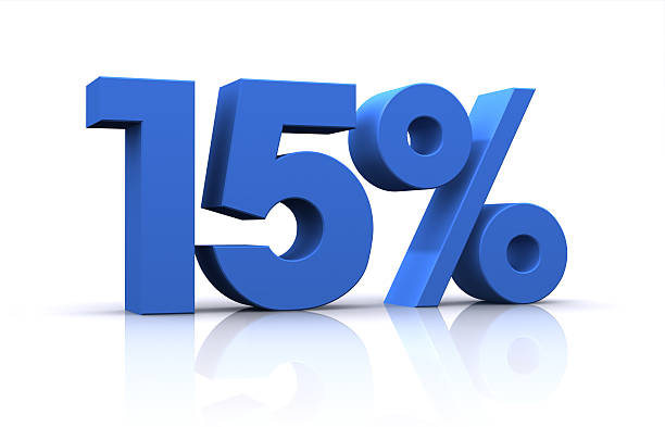 percentage, 15% stock photo