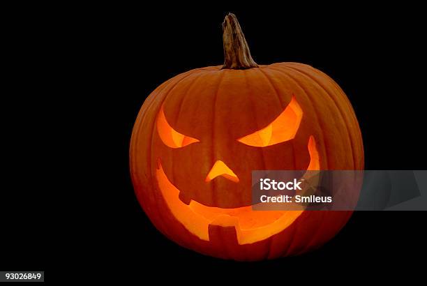 Jack Olantern Auf Schwarz Stockfoto und mehr Bilder von Das Böse - Das Böse, Farbbild, Flaschenkürbis