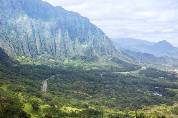 Koolau mountains on Oahu, Hawaii, seen from Pali lookout