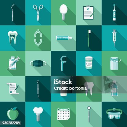 istock Dental Care Flat Design Icon Set with Side Shadow 930282284
