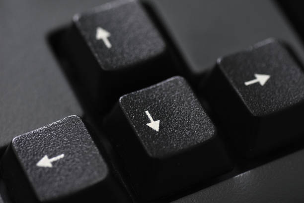istock Closeup of a black keyboard arrow button 930288092