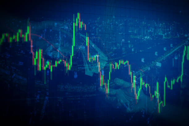 istock candlestick graph office building background , Business and financial concept 930290158
