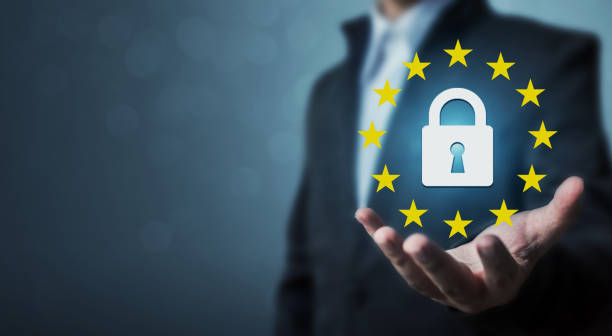 istock Businessman hand holding sign general data protection regulation (GDPR) and key icon 930301804