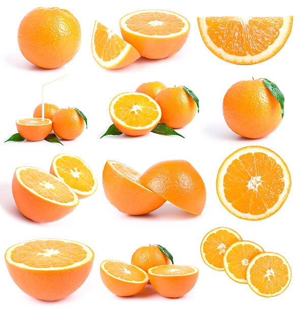 laranja coleção w traçado de recorte - nature selective focus green vertical imagens e fotografias de stock