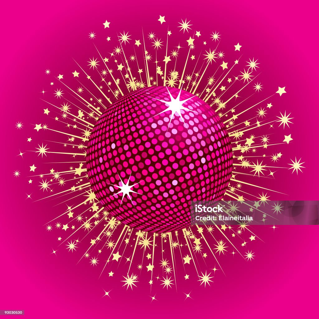 Pink Disco Ball And Stars Stock Illustration - Download Image Now