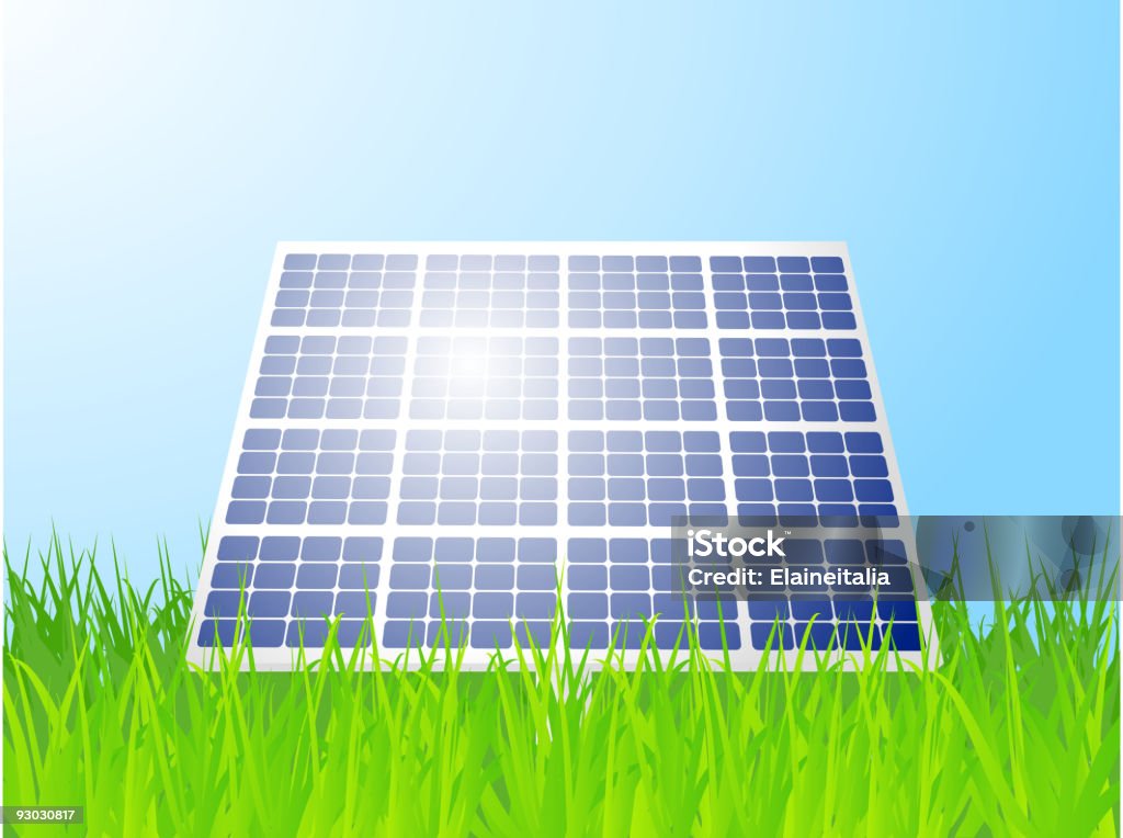 Painel solar paisagem - Vetor de Combustível fóssil royalty-free