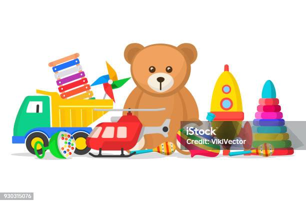 Kids Toys Set Stock Illustration - Download Image Now - Toy, Child, Vector