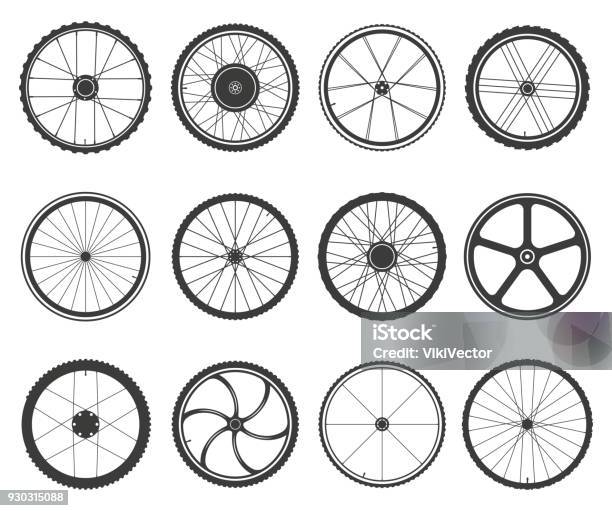 Bicycle Wheels Set Stock Illustration - Download Image Now - Bicycle, Cycling, Wheel