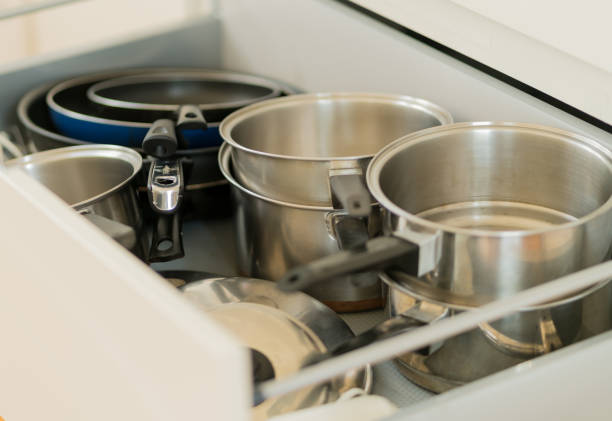 istock Pots and pans drawer in domestic kitchen 930317462