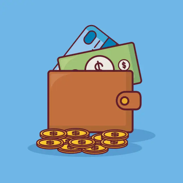 Vector illustration of Wallet with money design