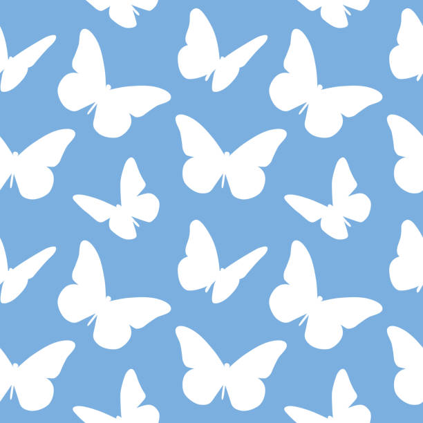 白い蝶のシームレス パターン - butterfly backgrounds seamless pattern点のイラスト素材／クリップアート素材／マンガ素材／アイコン素材