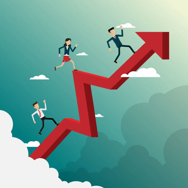 istock Business people running on arrow go path to goal, concept Vector illustration 930346592