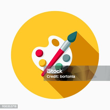 istock Arts Flat Design School Supplies Icon with Side Shadow 930353718