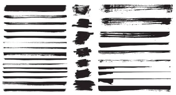 Vector illustration of Set of different grunge brush strokes. Set of grunge dividers.